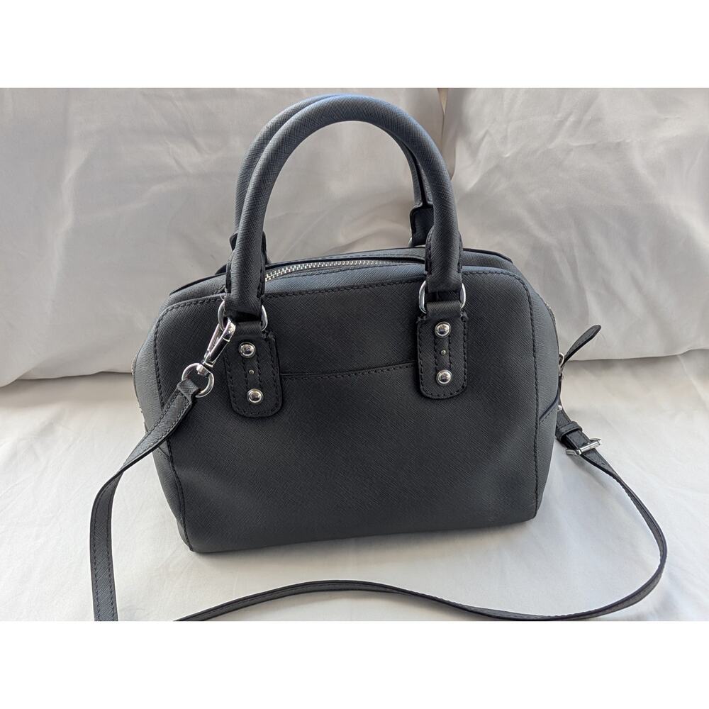 Michael Kors Reese Gray Saffiano Zip Satchel Top Handle Bag Crossbody Strap - Picture 5 of 14
